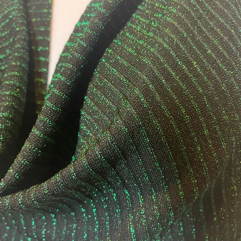 green and black sparkly backless top with silver chain straps - Picture 5 of 7